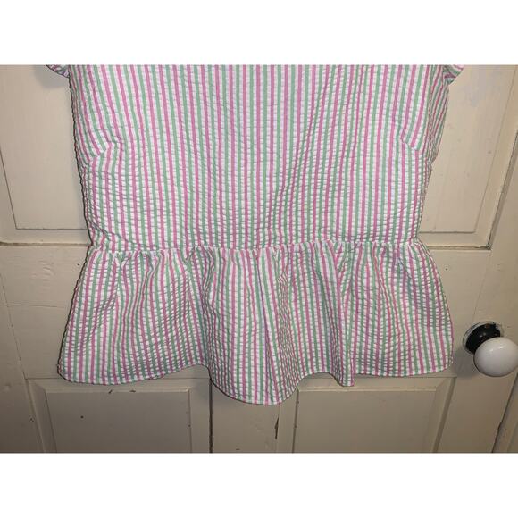 Draper james pink green & white babydoll style top size medium - Picture 3 of 6